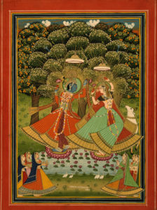 "Ladies Worship Krishna and Radha" Archival Digital Print (16" x 20" mat)-0