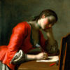 Rotari "Young Girl Writing A Love Letter" Archival Canvas Print-0