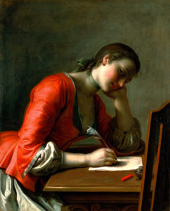 Rotari "Young Girl Writing A Love Letter" Archival Canvas Print-0